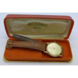 A 9ct gold cased Record wristwatch,