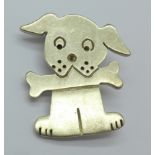 A 925 silver 'Bonzo' dog brooch