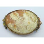 A large Victorian cameo brooch in a gilt frame,