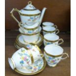 A Tuscan china plant Art Deco six setting coffee set