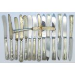 Fifteen knives with silver handles, (6,3,3,3),