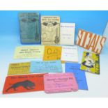 A collection of fourteen 1960's Manchester Area Club membership cards