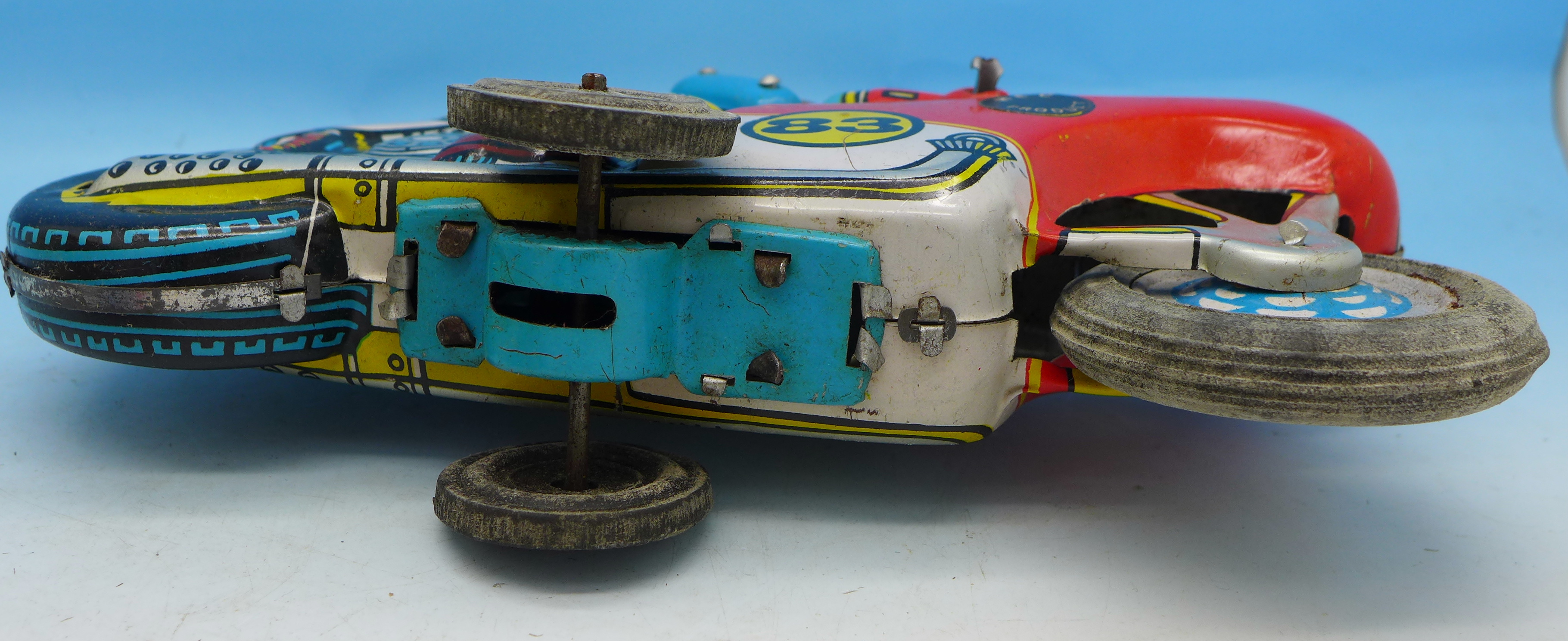 Tin plate and plastic toy motorcycles including Spiderman - Image 7 of 7