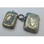 Two silver vesta cases, a/f,