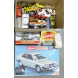 Die-cast model vehicles, including Schuco and a Schuco plastic model kit,
