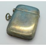 A silver vesta case, Birmingham 1919,