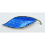 A David Andersen Norway silver and blue enamelled leaf brooch, 6.