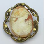 A large Victorian cameo in a gilt frame