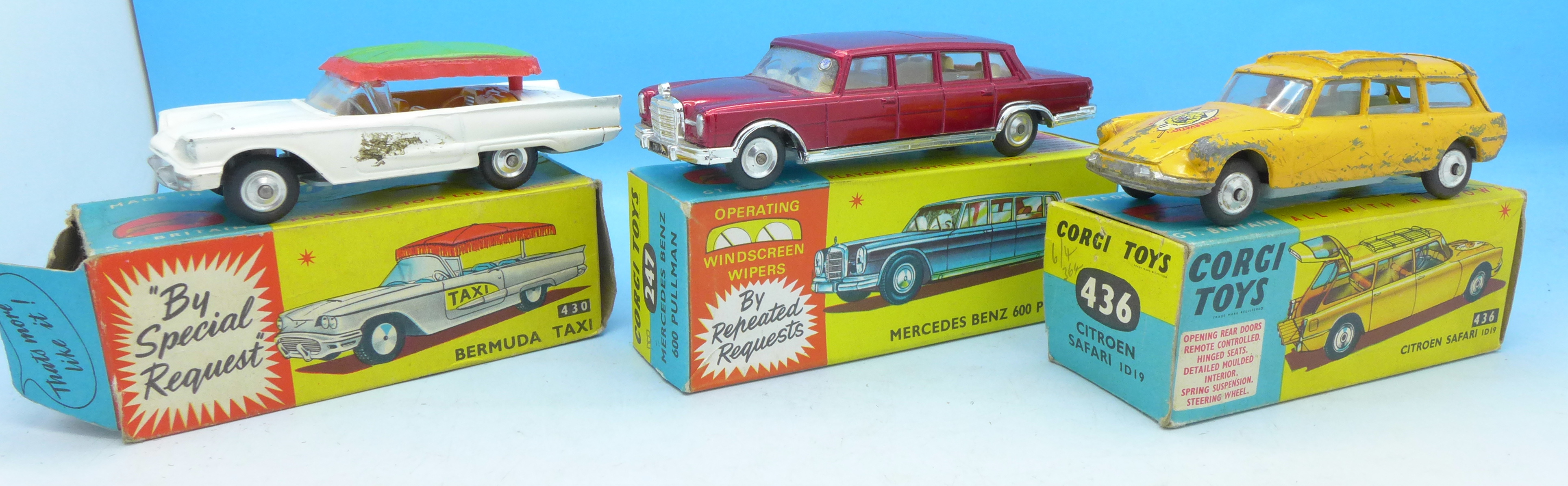 Three Corgi die-cast model vehicles, 436, 430 and 247,