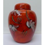 A large Poole daisy pattern ginger jar and cover