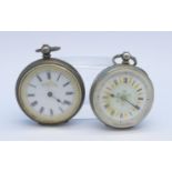Two silver fob watches,