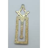 A Masonic silver bookmark