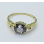 A 9ct gold, mystic topaz and diamond ring, 1.