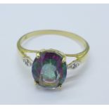 A 9ct gold, mystic topaz and diamond ring, 1.