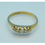 A Victorian 18ct gold and five stone diamond ring, Birmingham 1895, 2.