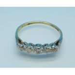 An 18ct gold and platinum five stone diamond ring, 1.