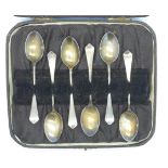 A boxed set of six silver spoons,