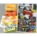 Die-cast model vehicles including Polistil F1 racing cars, Corgi Whizzwheels,