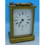A Mappin & Webb brass and four glass sided mantel timepiece, 10.