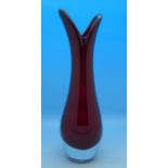 A Whitefriars ruby glass beak vase, Geoffrey Baxter, 19.