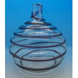 A glass ribbed vase,
