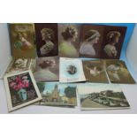 Forty postcards and greetings cards,