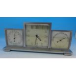 An Art Deco 8-day mantel timepiece with barometer and thermometer,