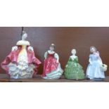 Four Royal Doulton figures, Southern Belle, Fair Maiden, Wendy and Belle,