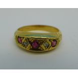 An 18ct gold, ruby and diamond ring, London 1919, 3.