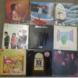 Twenty LP records, including The Alan Parsons Project, Bob Dylan, Jimi Hendrix, etc.