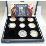 A silver coin set, WWII 50th Anniversary 1945-1995,