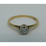 An 18ct gold and diamond ring, approximately 0.22ct diamond weight, 1.