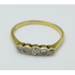 An 18ct gold and diamond ring, 1.
