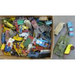 A collection of die-cast model vehicles including Corgi and Dinky
