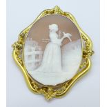 A yellow metal mounted cameo, 18.