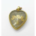 A Georgian gold and faceted crystal heart shaped pendant