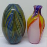 Two Murano style glass vases,