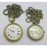 Two sterling silver chains and two watches,