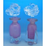 A pair of Tamaian art glass scent bottles
