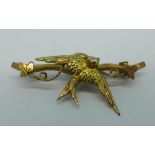 A Victorian 9ct gold sweetheart brooch set with turquoise, Chester 1897, 2.