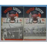 Manchester United; two United Review programmes 1956-57 and 1957-58, signed by 'Busby Babes',