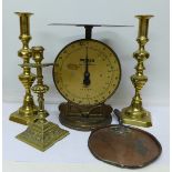 A set of Art Nouveau style metal Salter scales,