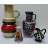 Four 1960's West German fat lava pottery vases including Scheurig and Jasba