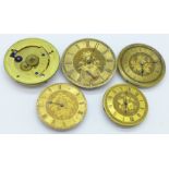 Five pocket watch movements,