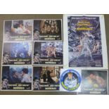 A collection of James Bond Moonraker promotional items; poster,