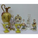 A collection of china including Derby and continental figures, a/f,