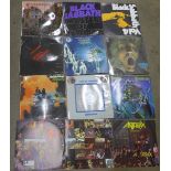 Eleven LP records, Black Sabbath, Uriah Heep, Nazareth,