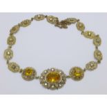 A vintage Bohemian citrine set necklace