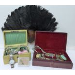 Costume jewellery, fan, whistle, watches, etc., 1.
