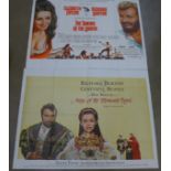 Four film posters, The Taming of The Shrew, Lassie's Great Adventure,